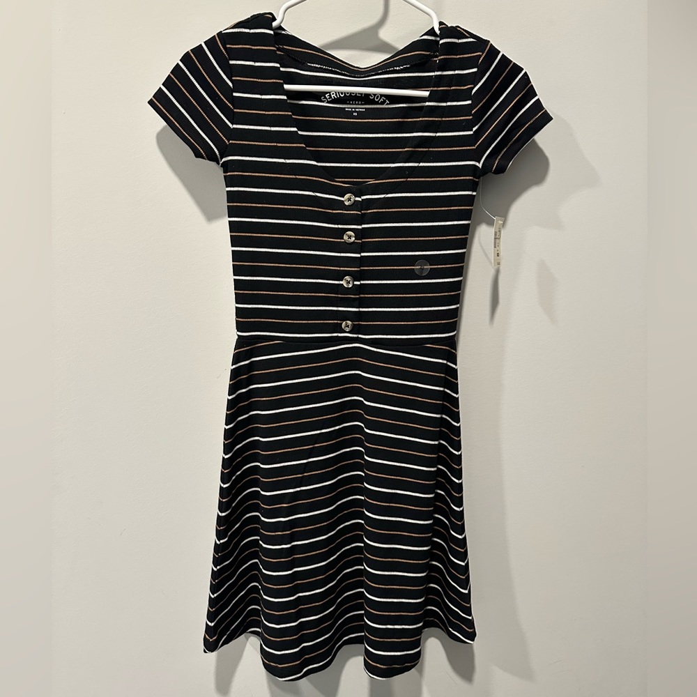 Seriously Soft Striped Scoop-Neck Skater Dress NWT